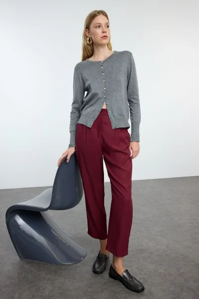 Trendyol Claret Red Balloon Pattern Woven Trousers