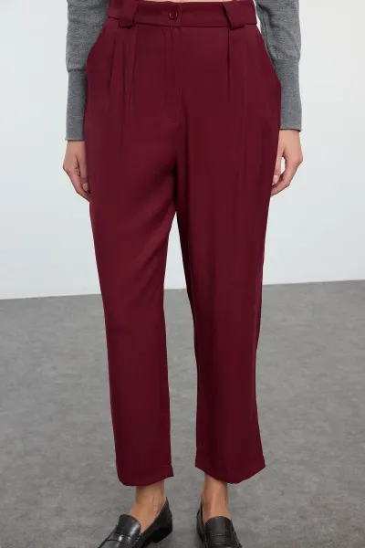 Trendyol Claret Red Balloon Pattern Woven Trousers