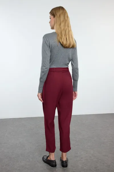 Trendyol Claret Red Balloon Pattern Woven Trousers