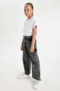 DEFACTO Girls Wide Leg Cargo Pocket Wide Leg Jeans