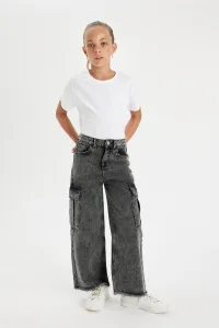 DEFACTO Girls Wide Leg Cargo Pocket Wide Leg Jeans