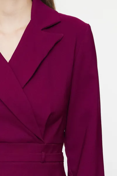 Trendyol Plum Jacket Collar Mini Woven Dress
