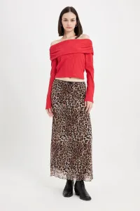 DEFACTO Fitted Bodycon Off Shoulder Ribbed Camisole Red Long Sleeve T-Shirt
