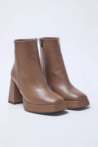 Trendyol Tan Platform Heeled Women's Ankle Boots