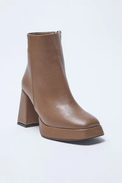 Trendyol Tan Platform Heeled Women's Ankle Boots