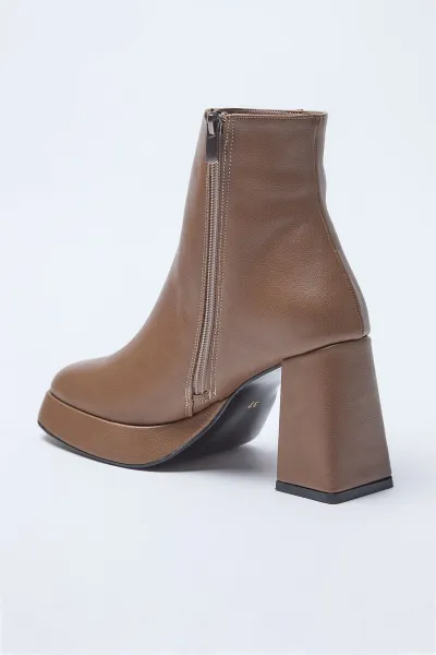 Trendyol Tan Platform Heeled Women's Ankle Boots