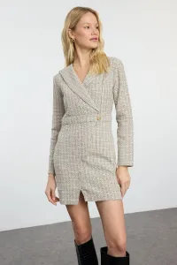 Trendyol Beige Plaid / Checkered Woven Dress