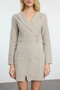 Trendyol Beige Plaid / Checkered Woven Dress