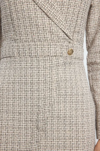 Trendyol Beige Plaid / Checkered Woven Dress
