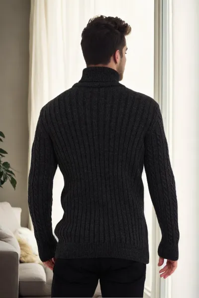 87325 Dewberry Mens Knitted Patterned Sweater-SMOKED