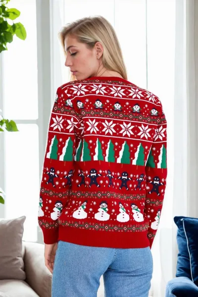 88147 Dewberry Christmas Womens Sweater-RED-1