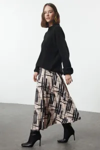 Trendyol Multicolored Patterned Pleated Satin Fabric Midi Length Woven Skirt