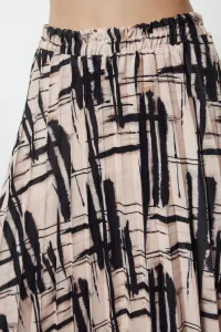 Trendyol Multicolored Patterned Pleated Satin Fabric Midi Length Woven Skirt
