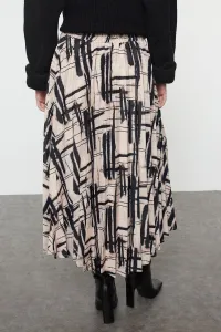 Trendyol Multicolored Patterned Pleated Satin Fabric Midi Length Woven Skirt