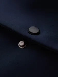 Ombre Men's blazer with detachable underlining and hood - navy blue