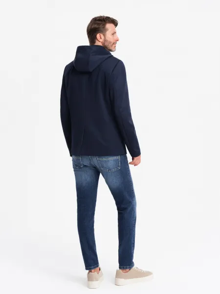 Ombre Men's blazer with detachable underlining and hood - navy blue