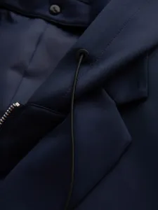 Ombre Men's blazer with detachable underlining and hood - navy blue