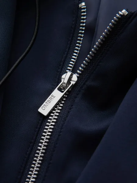 Ombre Men's blazer with detachable underlining and hood - navy blue