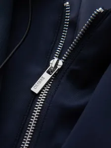 Ombre Men's blazer with detachable underlining and hood - navy blue