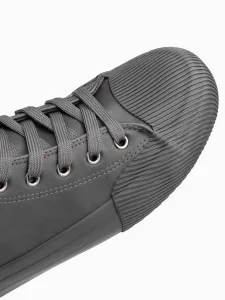 Ombre Men's high-top sneakers with decorative toe - gray