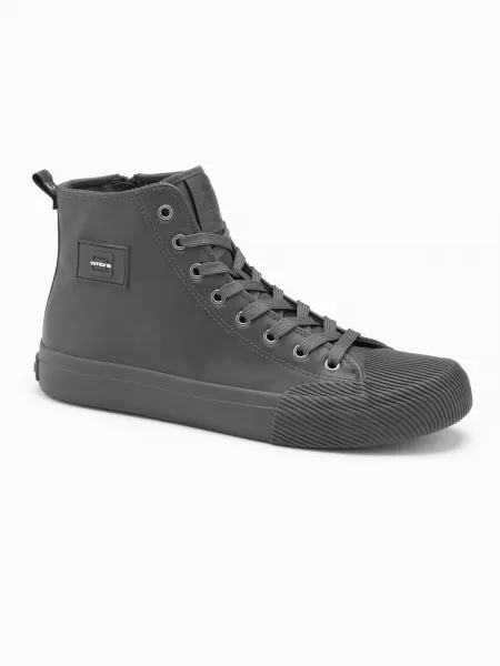 Ombre Men's high-top sneakers with decorative toe - gray