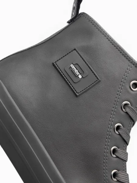 Ombre Men's high-top sneakers with decorative toe - gray