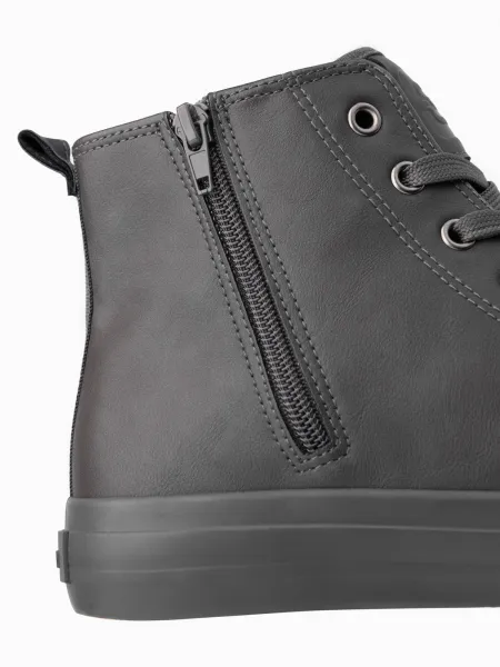 Ombre Men's high-top sneakers with decorative toe - gray