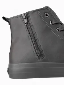 Ombre Men's high-top sneakers with decorative toe - gray