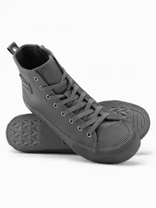 Ombre Men's high-top sneakers with decorative toe - gray