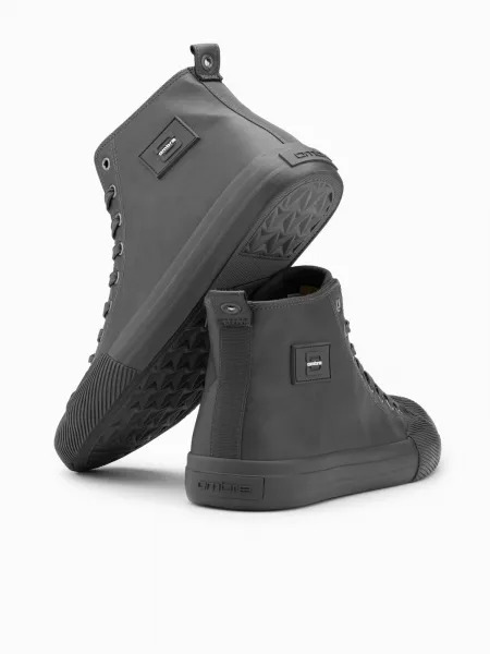 Ombre Men's high-top sneakers with decorative toe - gray
