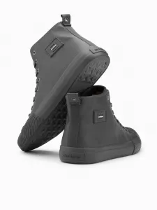 Ombre Men's high-top sneakers with decorative toe - gray