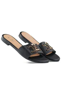 primohurt Čierne elegantné dámske šľapky so zdobením