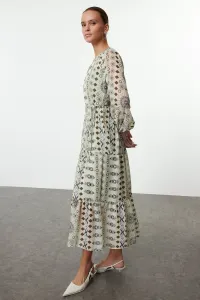 Trendyol Green Belted Ethnic A-Line Maxi Woven Winter Dress