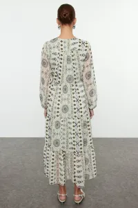 Trendyol Green Belted Ethnic A-Line Maxi Woven Winter Dress