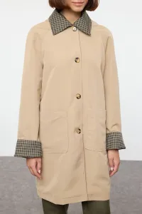 Trendyol Beige Plaid Lined Regular Midi Trench Coat