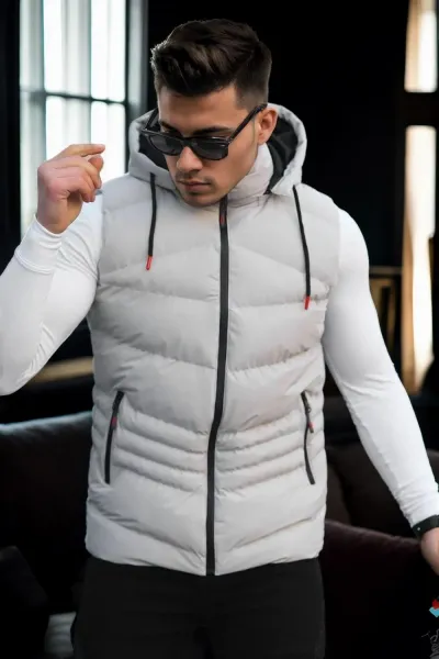 17736 Dewberry Removable Hooded Mens Vest-STONE