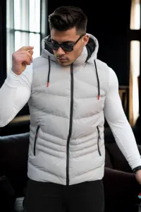 17736 Dewberry Removable Hooded Mens Vest-STONE