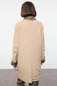 Trendyol Beige Plaid Lined Regular Midi Trench Coat