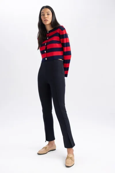 DEFACTO Basic Straight Pants Slim Fit Slim Cut High Waist Short Leg