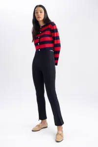 DEFACTO Basic Straight Pants Slim Fit Slim Cut High Waist Short Leg