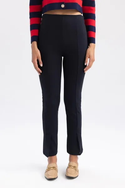 DEFACTO Basic Straight Pants Slim Fit Slim Cut High Waist Short Leg