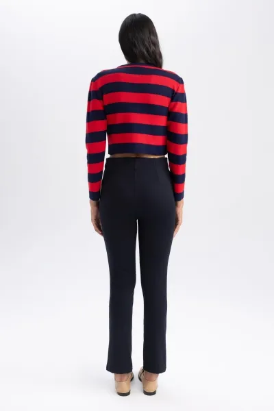 DEFACTO Basic Straight Pants Slim Fit Slim Cut High Waist Short Leg