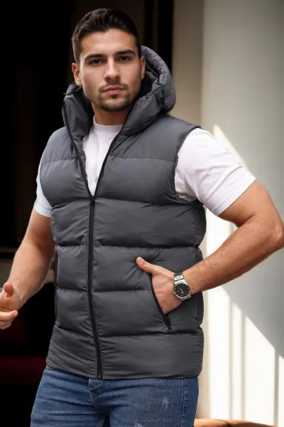 98149 Dewberry Hooded Mens Vest-ANTHRACITE