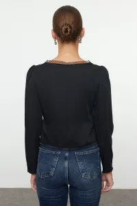 Trendyol Black Tie Detail Crop Woven Blouse