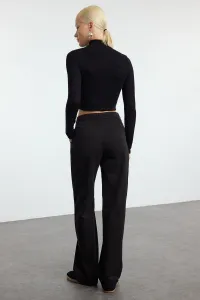 Trendyol Black Pleated Low Waist Wide Leg Trousers