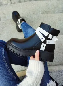 primohurt Černé dámské boty s bílým zdobením Aline