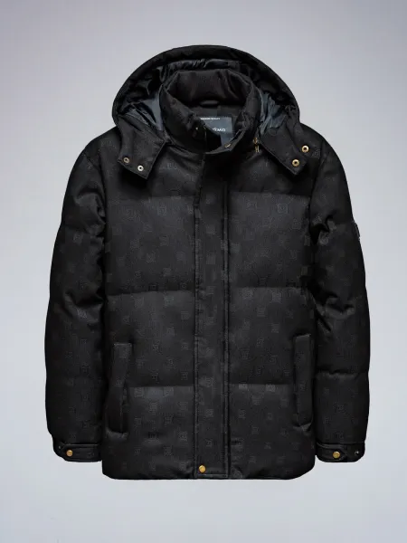 Ombre Men's patterned jacquard puffer jacket - black