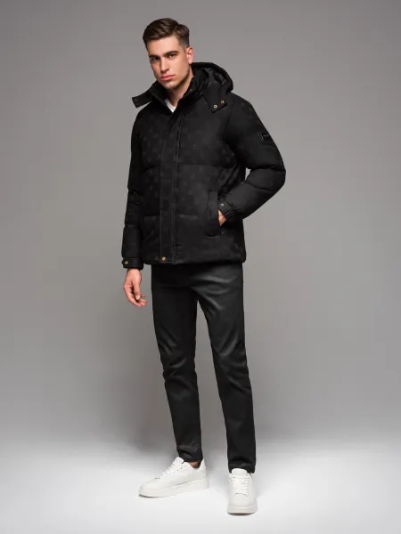 Ombre Men's patterned jacquard puffer jacket - black