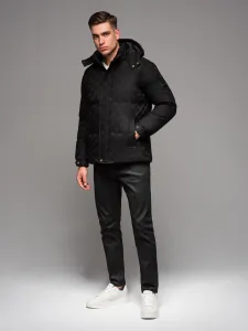 Ombre Men's patterned jacquard puffer jacket - black