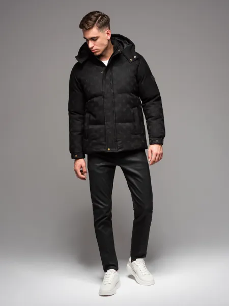 Ombre Men's patterned jacquard puffer jacket - black